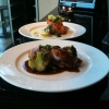 Dagens lunch 14/10 - 2011: - Rostbiff med sherrysky, potatis och västerbottenostkaka, persilja, rostad broccoli - Basilikabakad kummel med soltorkad tomat, crème fraîche och rostad savoykål