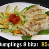 Räk/kyckling/vegetariska dumplings med ris, grönsaker och gyozasås