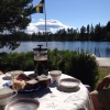 Bild från Laxsjön av @idamarieforslund - Äntligen är bryggan i sjön. Nu tar vi kaffepaus.