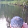 En camping gäst fotar bäver