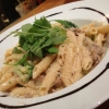 dagenspasta:
smörstekt fläskfilé i ädelostsås, champinjoner, broccoli, toppad med roccula. Serveras med penne.