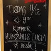 Imorgon Tisdag 11/12 kl.9.15  får Dackås Konditori besök av Hudiksvalls Lucia.
Dagens erbjudande:
Kaffe & Lussekatt 25:-

Varmt välkomna.
Sprid gärna budskapet!