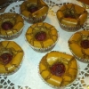 Mini kladdkakor med hallon, mums. Svåra att låta bli