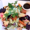 Favorit i repris, rostade rotfrukter med sallad, fetacreme och pinjekärnor.