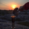 Bild från Hav & Logi Skärhamn av @aolindahl - First day at work, already missing vacation. For example this #sunset #aeropress #coffee made during our #bicycle #camping trip.