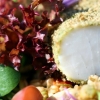 Vattenkrassepanerad gös med tabbouleh