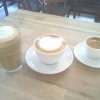 Från vänster, Caffe Latte, Cappucino, Espresso. Tillverkade i vår helt nya espresso bryggare. Välkommen att prova en här på Gästis.