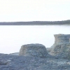 Från raukarna mot stranden.