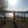 Bild från Flatenbadet av @christinarehn - Kvällsbad i Flaten. Började med att jag glömt Vincent badbyxor hemma. Snabbt till Tyresö C och problemet var löst. Nova tycker det är kallt i vattnet. Kör lite knäveck på barren istället... ☀️