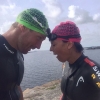 Bild från Ganletbadet av @evafridman - Idag var det hjärnornas kamp: @flingdal hade spelat klädpingis till klockan 05 och jag hade cementben och pipandning MEN vi körde din runda @petteralexis och byter nu om halvdöda på parkeringen #weswimrun #ötillö #ga