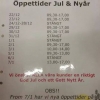 Våra öppettider under Jul och Nyår