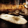 Bild av @petterikoste - #ice #sunset #sweet #holmasjön  blocket jag sågade ut gled in under isen.