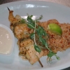 Lax- och scampispett med chili- limeyoghurt och tomatrisotto