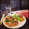 Our naan bread pizza.
Takeaway available.