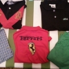 Fynda kläder från Ralph Lauren,  Ferrari, Lacoste, Muscle