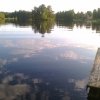 Sjön Salstern från båtbrygga i Karlsby tätort - inte från badplatsen.