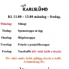 Välkomna till Café Karlslund :)
Detta är veckans soppor vecka 13 :)
obs: Tacobuffè på fredag..:)