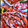 Skaldjursbuffé - King crab, burfångade havskräftor, löjromstoast, färska räkor, pilgrimsmussla med blomkålscreme.
