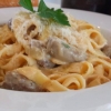 Dagens pasta!
Marinerad oxfile med gorgonzola samt chili,persilja.Toppas med färskriven parmesan.