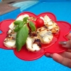 Bild från Ljunghusen Beach av @swedish_eliza - Grilled halloumi straight from the barbie ~ topped with watermelon balls, fresh basil and liquid Greek honey. Kopiaste, sweethearts. ❤️