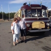 Finbesök på VIP Jära idag. Sveriges första turistbuss som gick ner till Europa. Nu renoverad och på väg till Dalarna med Kerstin o Anders  Mennerholm