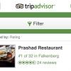Wow! Nu ligger Prashad som restaurang nr 1 i Falkenberg om man söker på Tripadvisors hemsida/app! Tack alla kunder för era fina omdömen! 