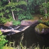 Bild av @visitoskarshamn - Jag avslutar dagen med en bild på ett av Mörtfors två vattenfall. Det är något trolskt och drömmande över Mörtfors. Skogen på andra sidan forsen andas och är på något sätt sitt eget väsen. Min pappa säger att luften är annorlund