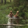 Bild från Närsjön, Sälen av @mrsvempa - 2 i familjen badar i en frisk fjällbäck #livet #minperson #rambo #tjurruset #myggmiddag #life #sweden #sauna