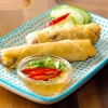 Ny förrätt/rätt hos oss på Thai Food House.
Vårrullar med köttfärs. Serveras med färsk koriander och röd chili i plommonsås. En smakupplevelse!