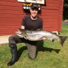 Laxlycka på Ansvars FVO. Leif Nilsson med en lax på 13 kg och 104cm fångad i Bredseludden via trollingfiske från båt.