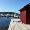 Bild från Nösund, Orust av @enholn - Hittade lä och en plats i solen bakom en sjöbod i väntan på att kulingen skall blåsa över.