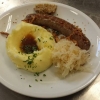 Vildsvinskorv med surkål & potatispuré. 115:-