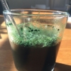 Bild av @skyblueerik2013 - Börjar dagen med ett glas vatten och en tsk #spirulina smakar skit men det sägs vara bra