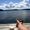 Bild från Saltisbadet av @veramirchev - Breakfast with a view #saltisbadet #nofilter  #äntligensemesterkänsla