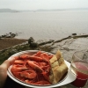 Bild från Saxenhof av @mrsrunner65 - Förgyller en vanlig regnig tisdag #räkor #sjöbod #åhstiftsgård #slussen #bubbel #mousserande #campoviejo #bohuslän #shrimps #västkusten