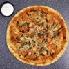 Dagens första beef jerky pizza med kvargsås, under 0,3% fett (såsen) 