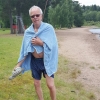 Bild av @anneliiej - Den äldsta och den yngsta badade idag! 17 grader i vattnet och mulet :) nu blir det duschen!