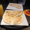 Dagens frukost. Ost, timjans pirog och färsk apelsin juice. Välkommna in!