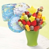 Welcome New Baby!!!!

Our NEW Congratulations Bouquet is the perfect way to say, “You’re a super star”! This personal-sized fruit bouquet features pineapple stars, and our  apple Fruit with white swizzle. It's artfully arranged with all your fruit favorit