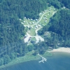 Flygbild över campingen från helikopterfärd
