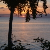 Solnedgång i Vänern över Läckö