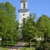 Tösse kyrka från söder, innan tornet putsades.