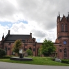 Här syns tydligt storleken på nya kyrkan i den gamla