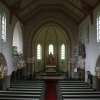 Interiör av Undenäs kyrka. Restaurering 1938 och 1985. Arkitekt: Magnus Steensdorff.