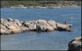 Bild tagen från berg i närheten. Visar Ramsdals hopptorn. Stranden och bryggan syns ej