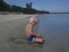 Stranden ca300-800 m från Åhus camping är fin.