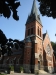 Kyrkan byggd i nygotisk stil och har fasad i rött maskinslaget tegel Augusti 2010
