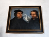 Porträtt av Luther och Melanchton med svanen emellan sig