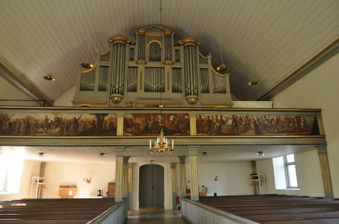 KYRKOKARTAN.SE » Gammalkils kyrka » Orgel byggd av Pehr Schiörlin 1806. Läktarbröstets målningar är av Pehr Hörberg