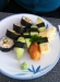 10-bitars vegetarisk sushi för 70 kronor vid lunch.